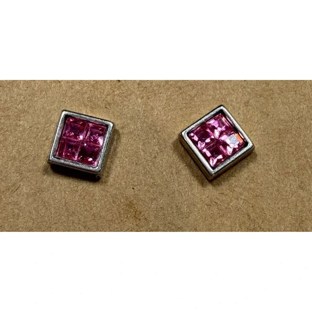 Brighton‎ Spectrum Mini Post Earrings Pink Crystal Square Stud Earrings
